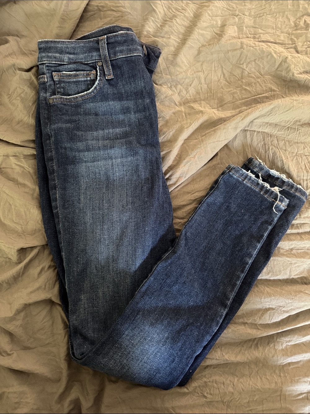 Joe's Jeans Dark Indigo Stretch Skinny with Frayed Hem